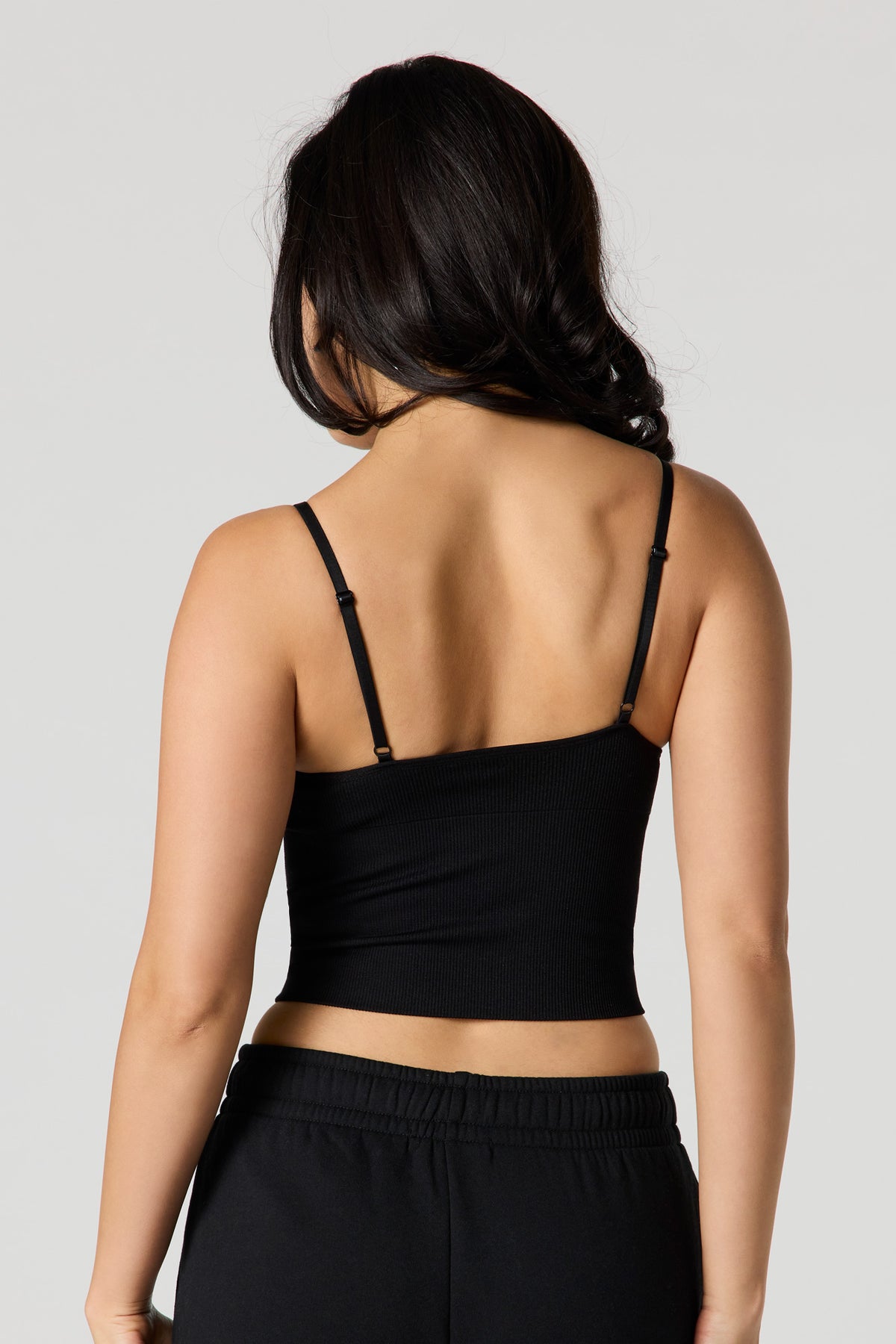 Alt View 2. Braless Seamless Ribbed Tank - Black