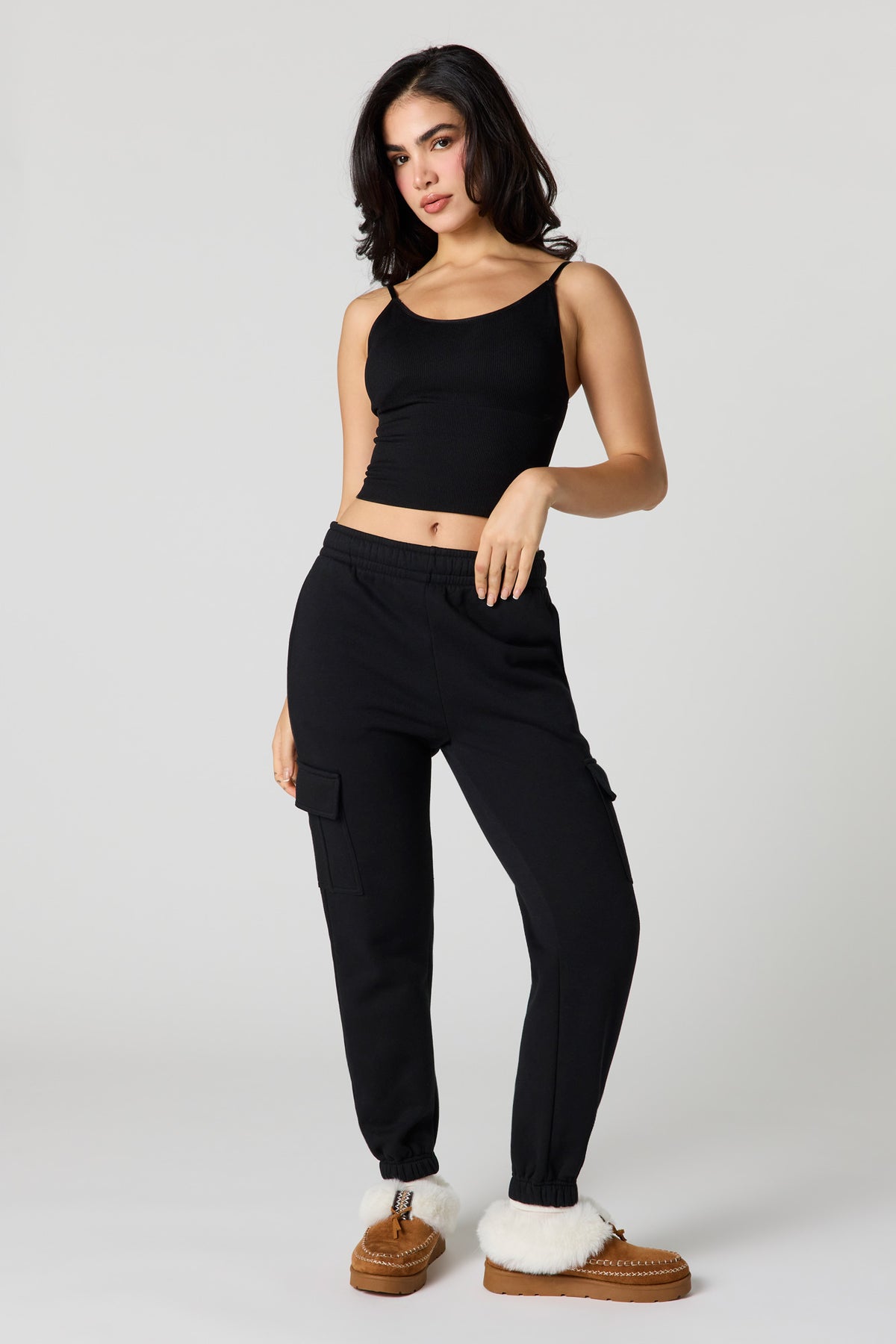 Alt View 3. Braless Seamless Ribbed Tank - Black
