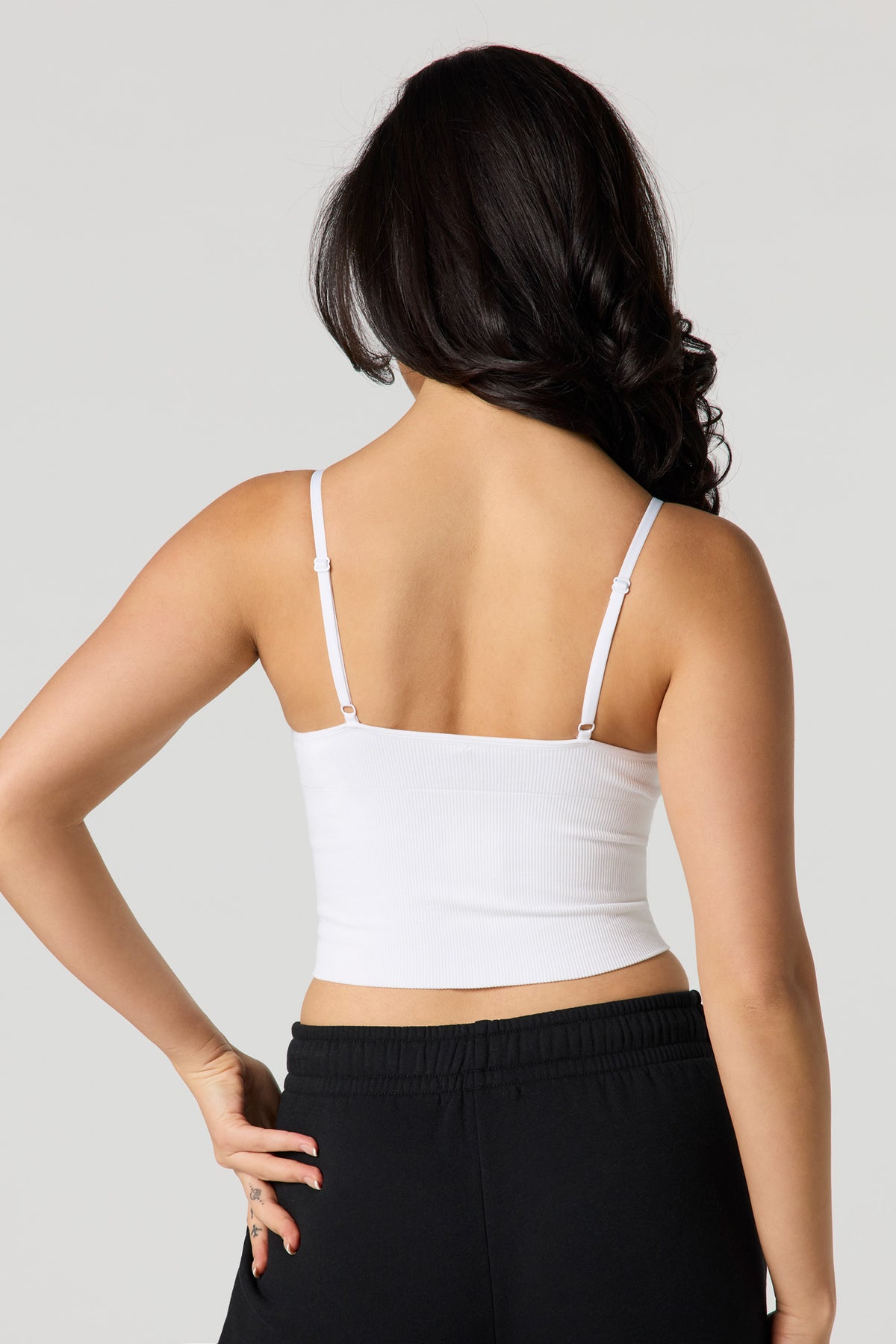 Alt View 2. Braless Seamless Ribbed Tank - White