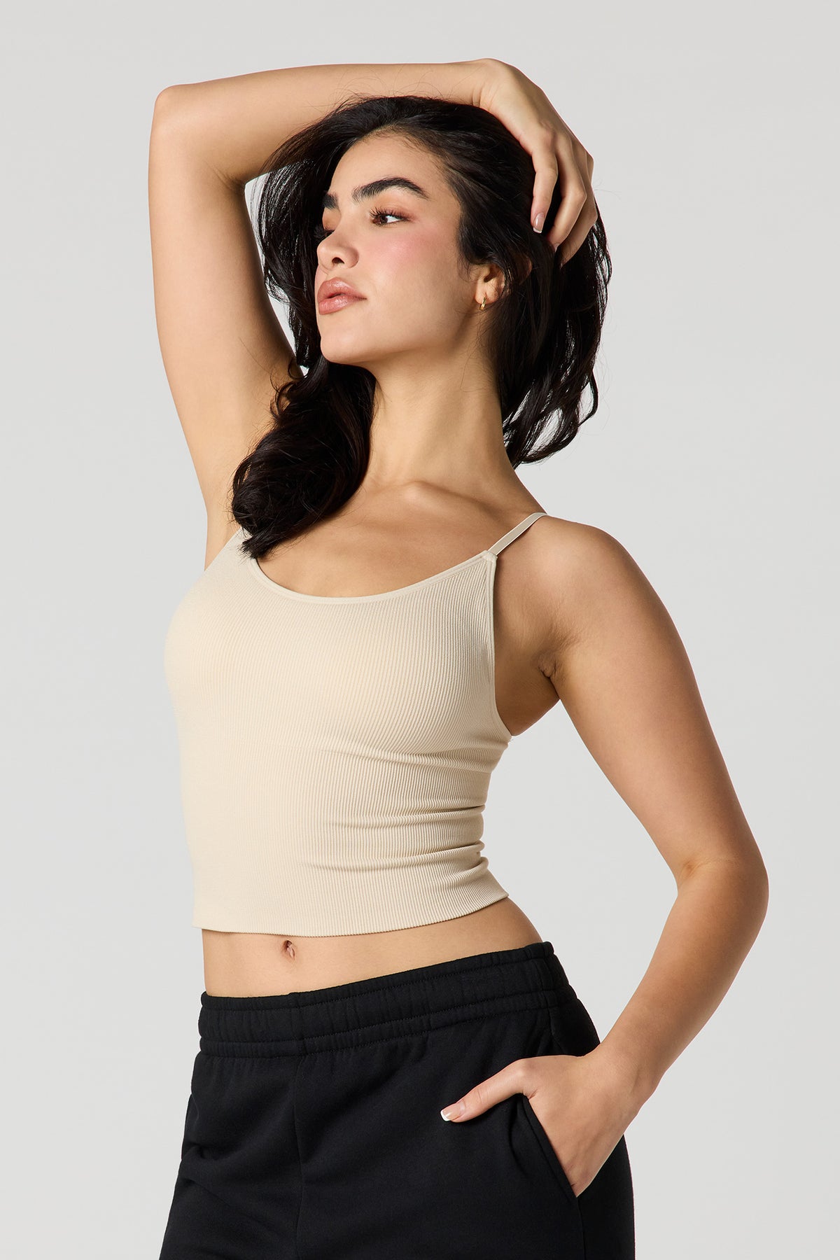 Braless Seamless Ribbed Tank - Oatmeal