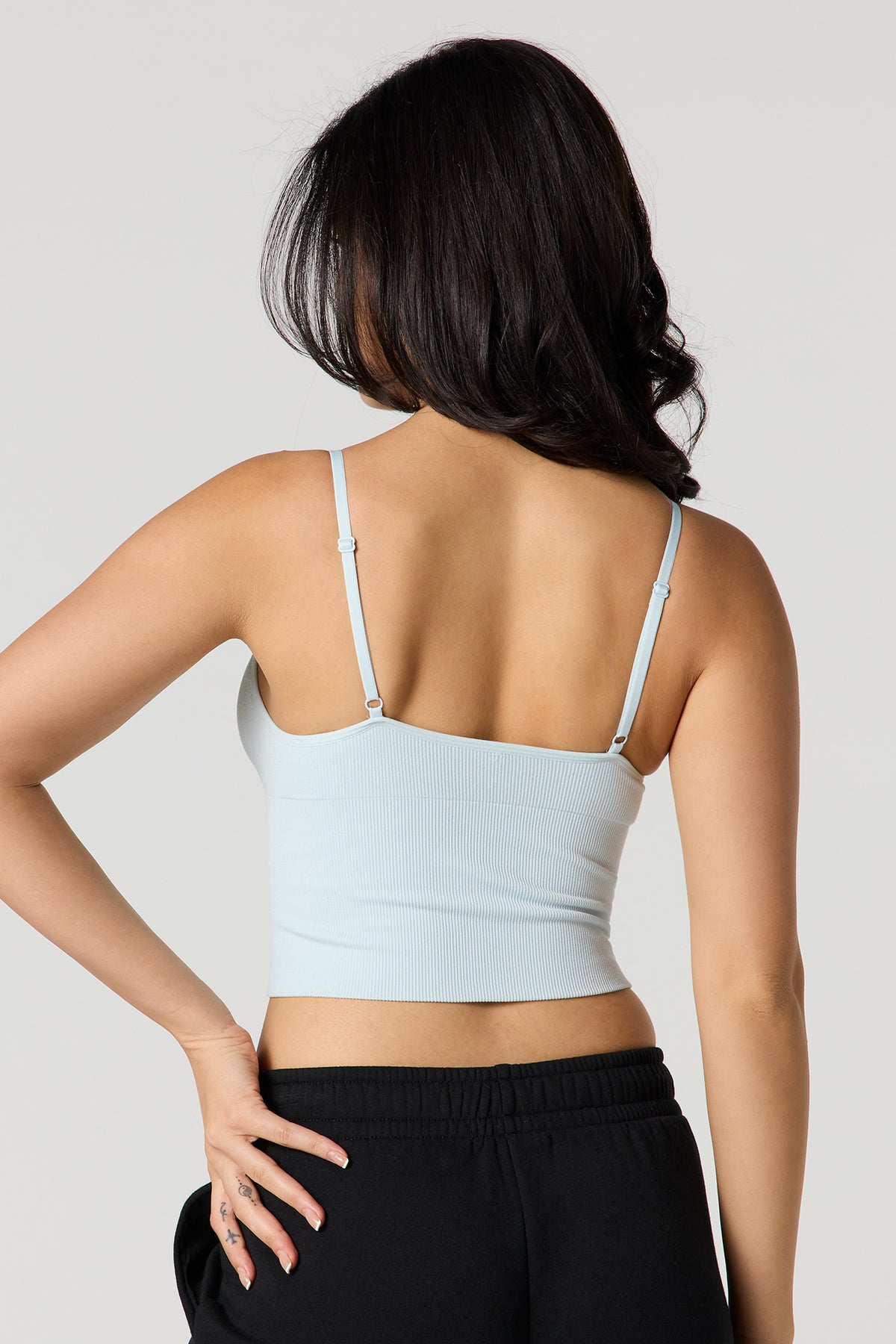 Alt View 2. Braless Seamless Ribbed Tank - Blue