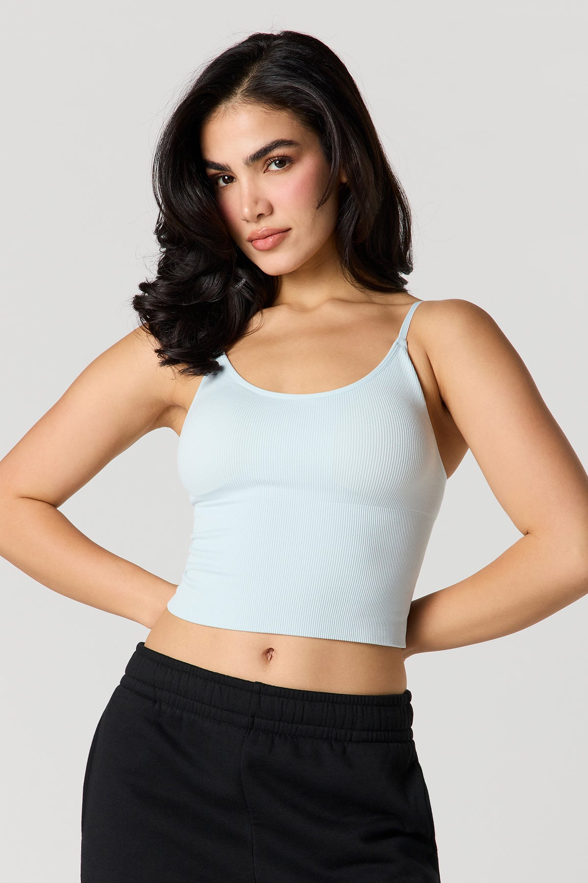 Braless Seamless Ribbed Tank - Blue