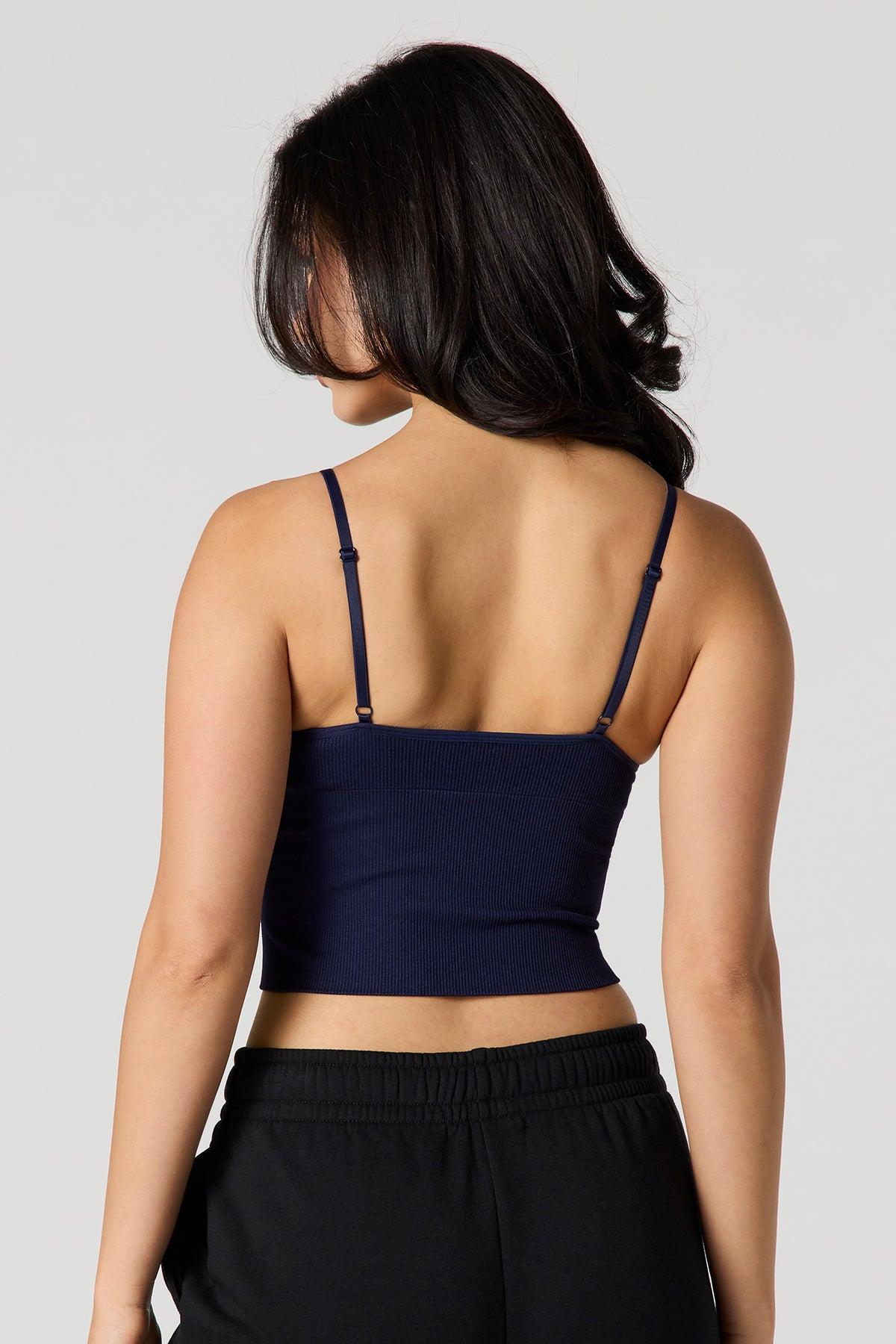 Alt View 2. Braless Seamless Ribbed Tank - Navy