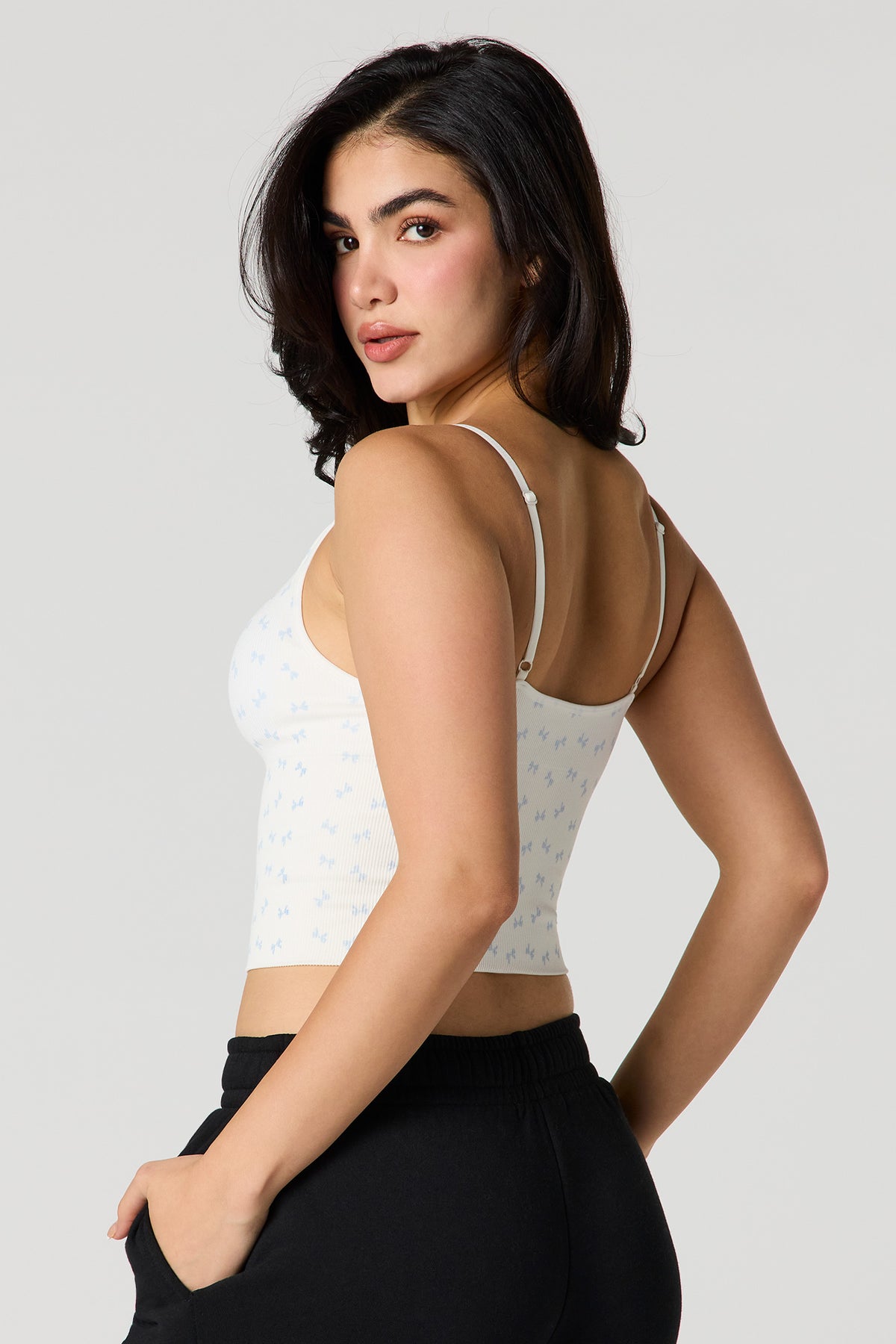 Alt View 2. Braless Seamless Ribbed Tank - Light Blue