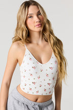 Seamless Ribbed V-Neck Cami with Built-In Cups