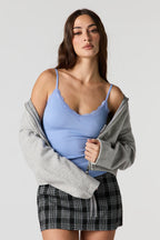 Camisole côtelée sans couture avec liséré de dentelle
