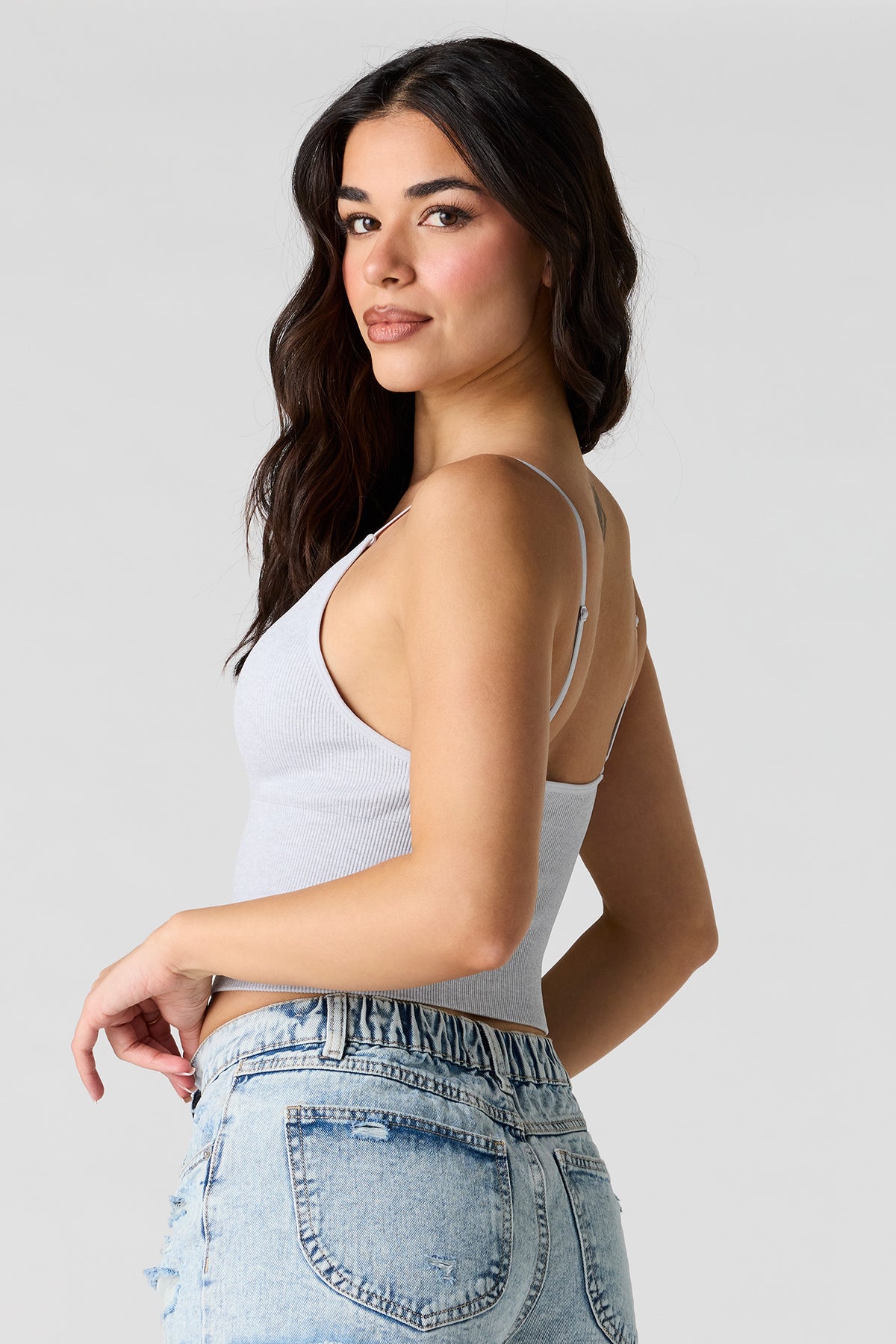 Alt View 2. Braless Seamless Cami - Heather Grey