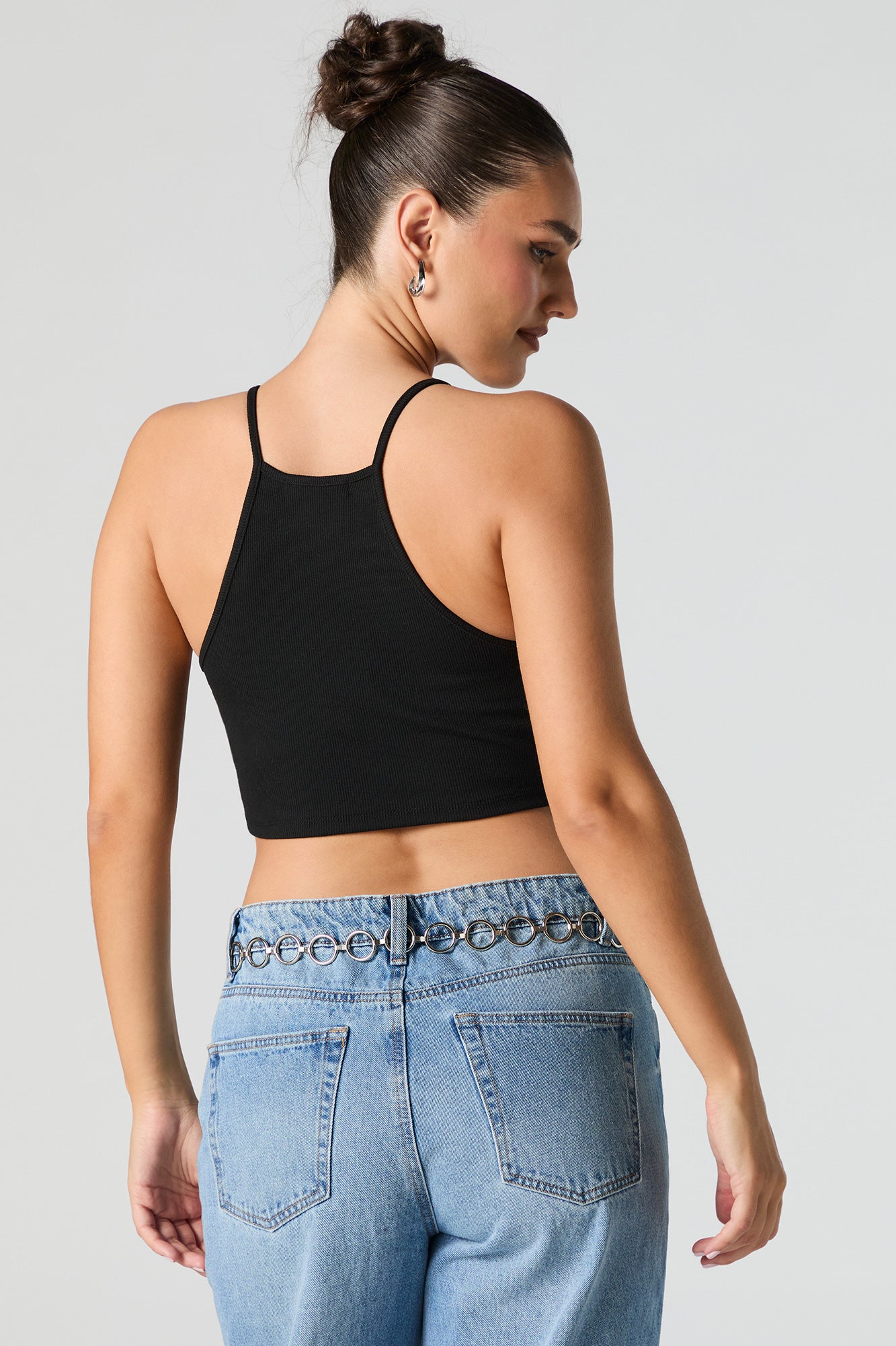Ribbed Halter Cropped Cami