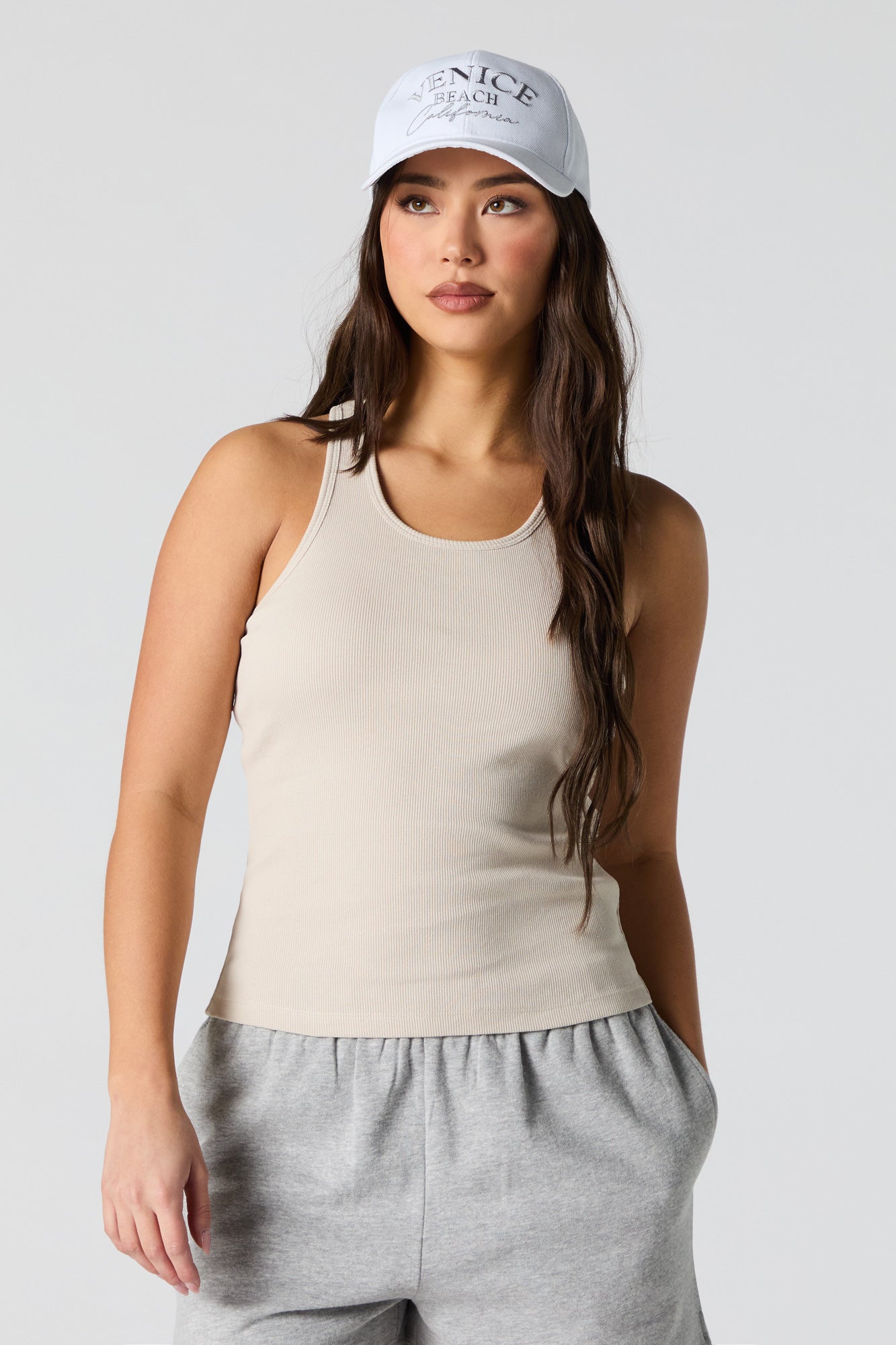 Ribbed Racerback Tank with Built-In Bra Cups – Urban Planet