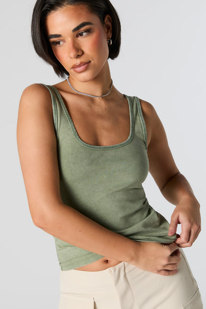 Washed Scoop Neck Tank