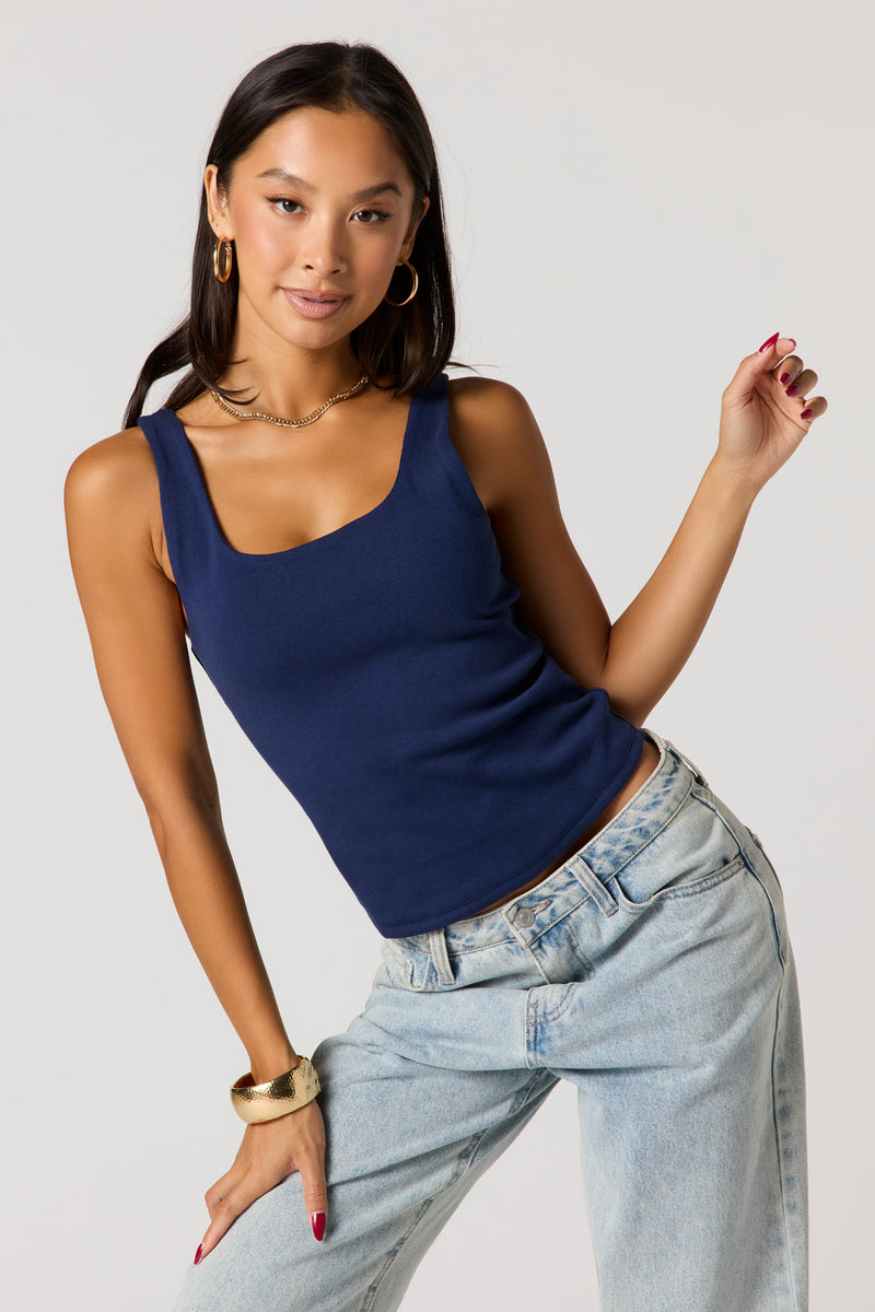 Débardeur côtelé avec encolure carrée