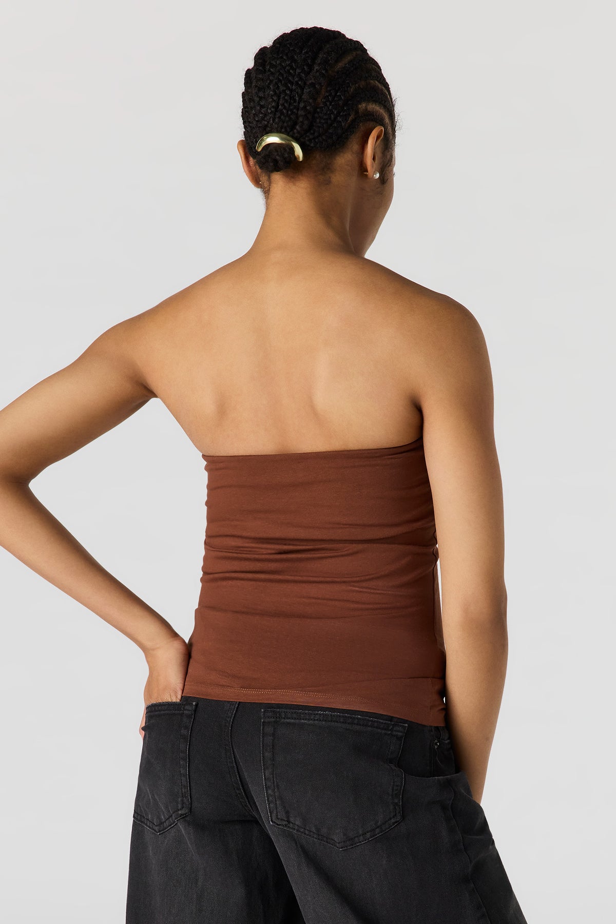 Alt View 2. Braless Tube Top - Brown