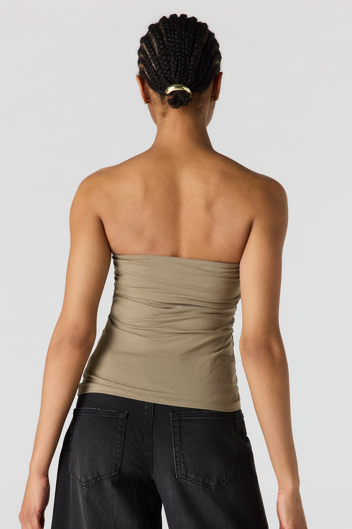 Alt View 2. Braless Tube Top - Dark Green