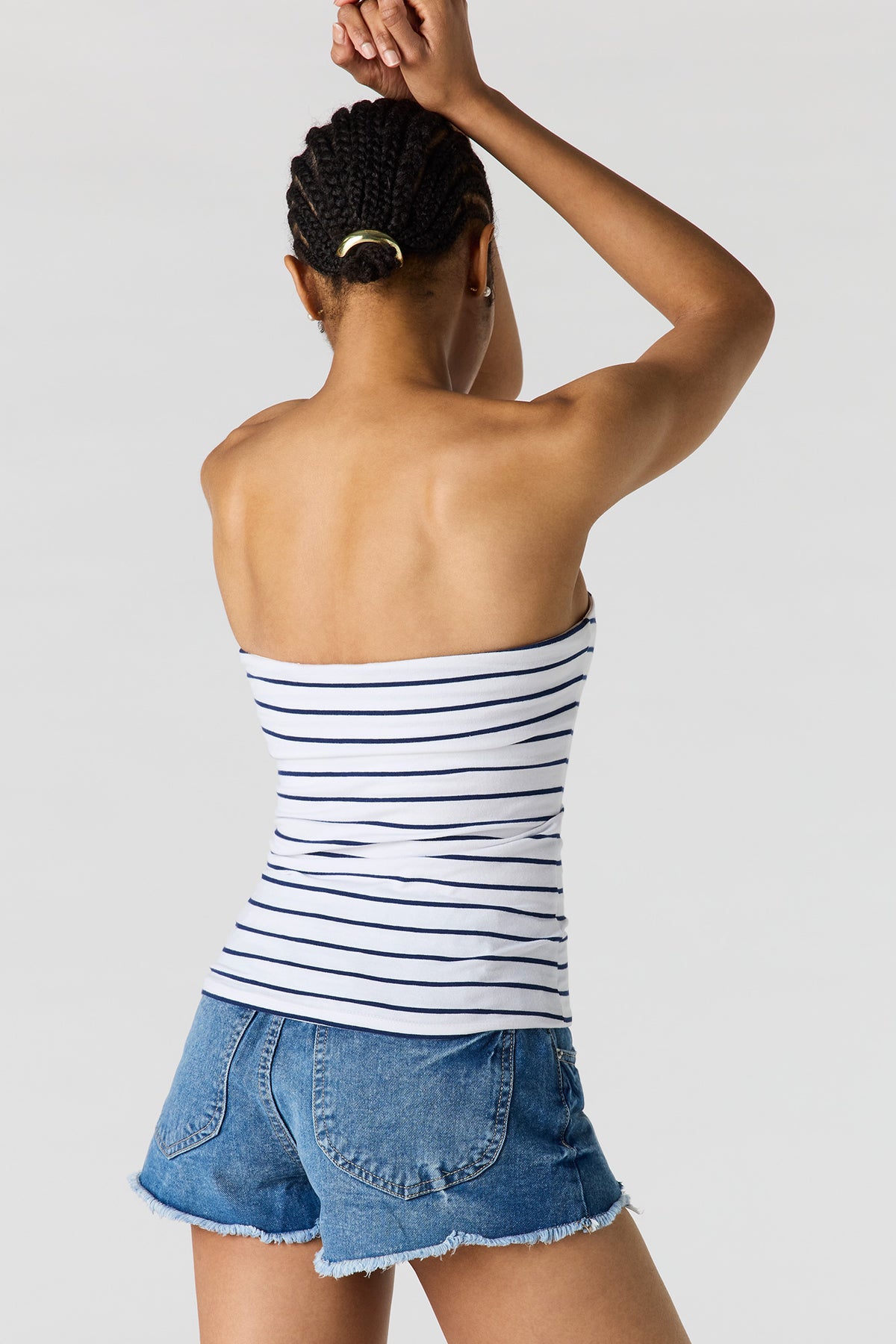 Alt View 2. Braless Tube Top - Pinstripe