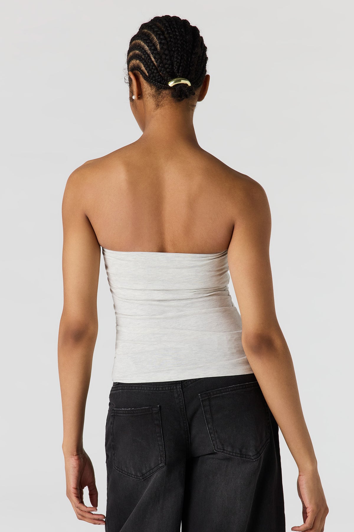 Alt View 2. Braless Tube Top - Heather Grey