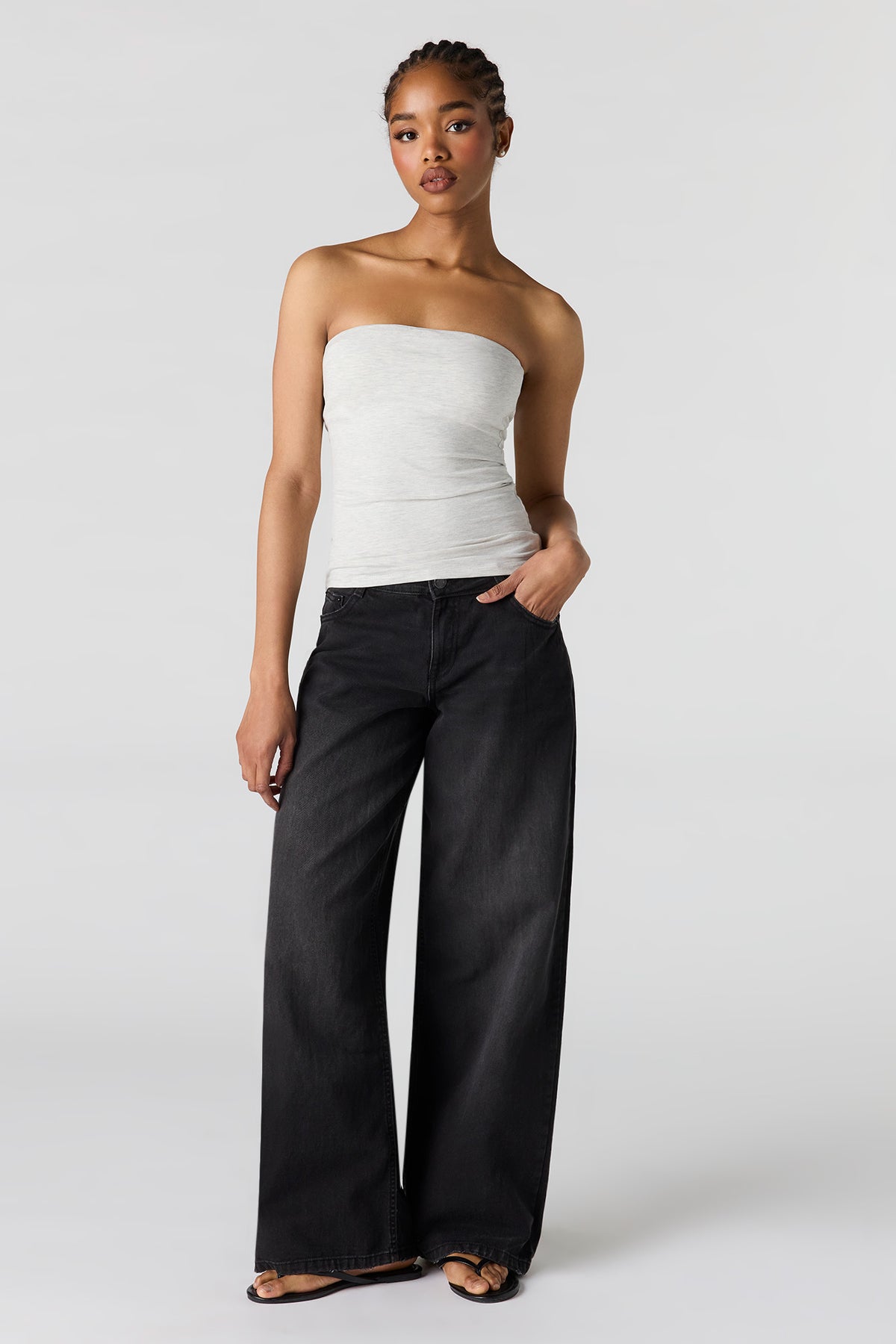 Alt View 3. Braless Tube Top - Heather Grey