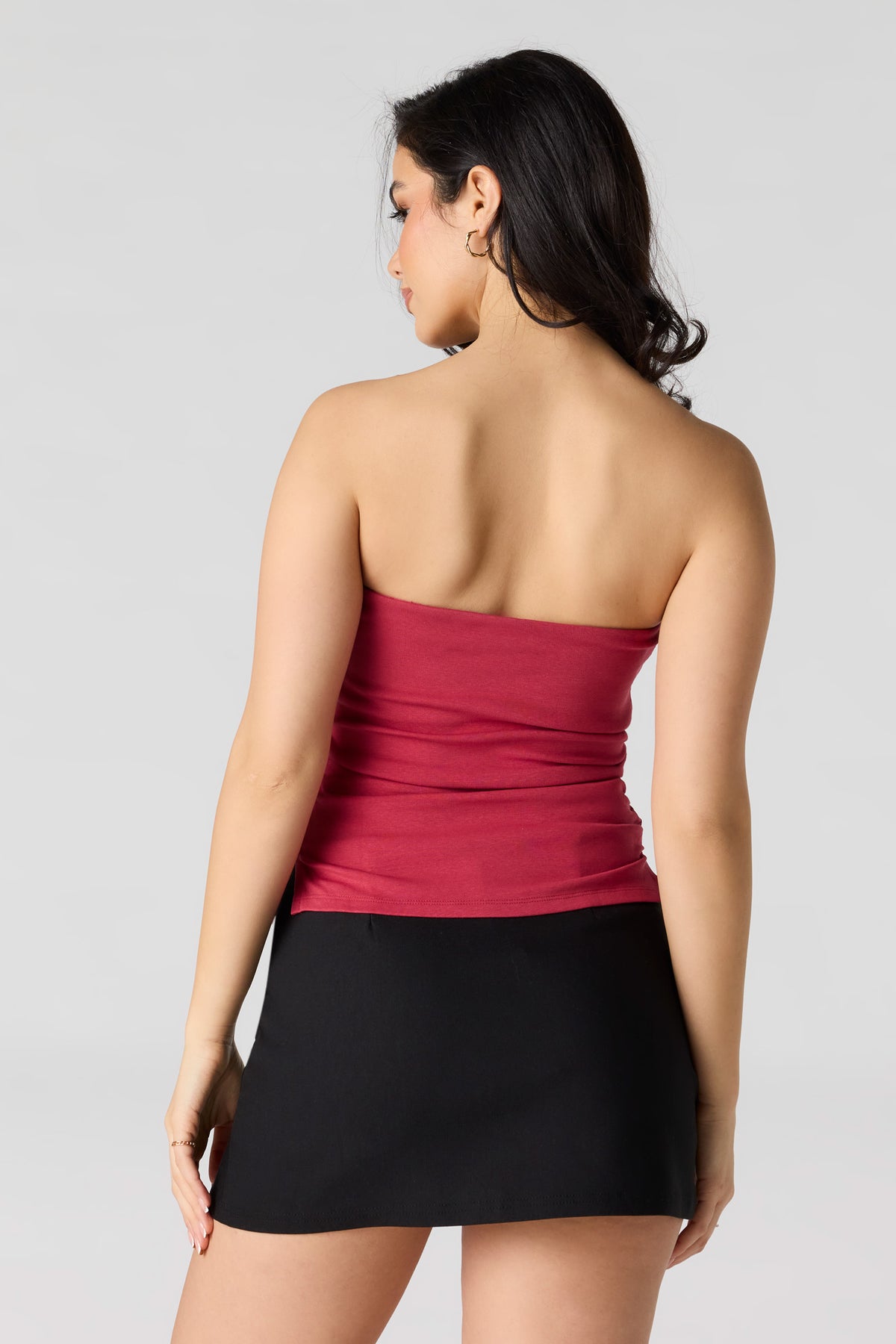 Alt View 2. Side Cinched Tube Top - Red