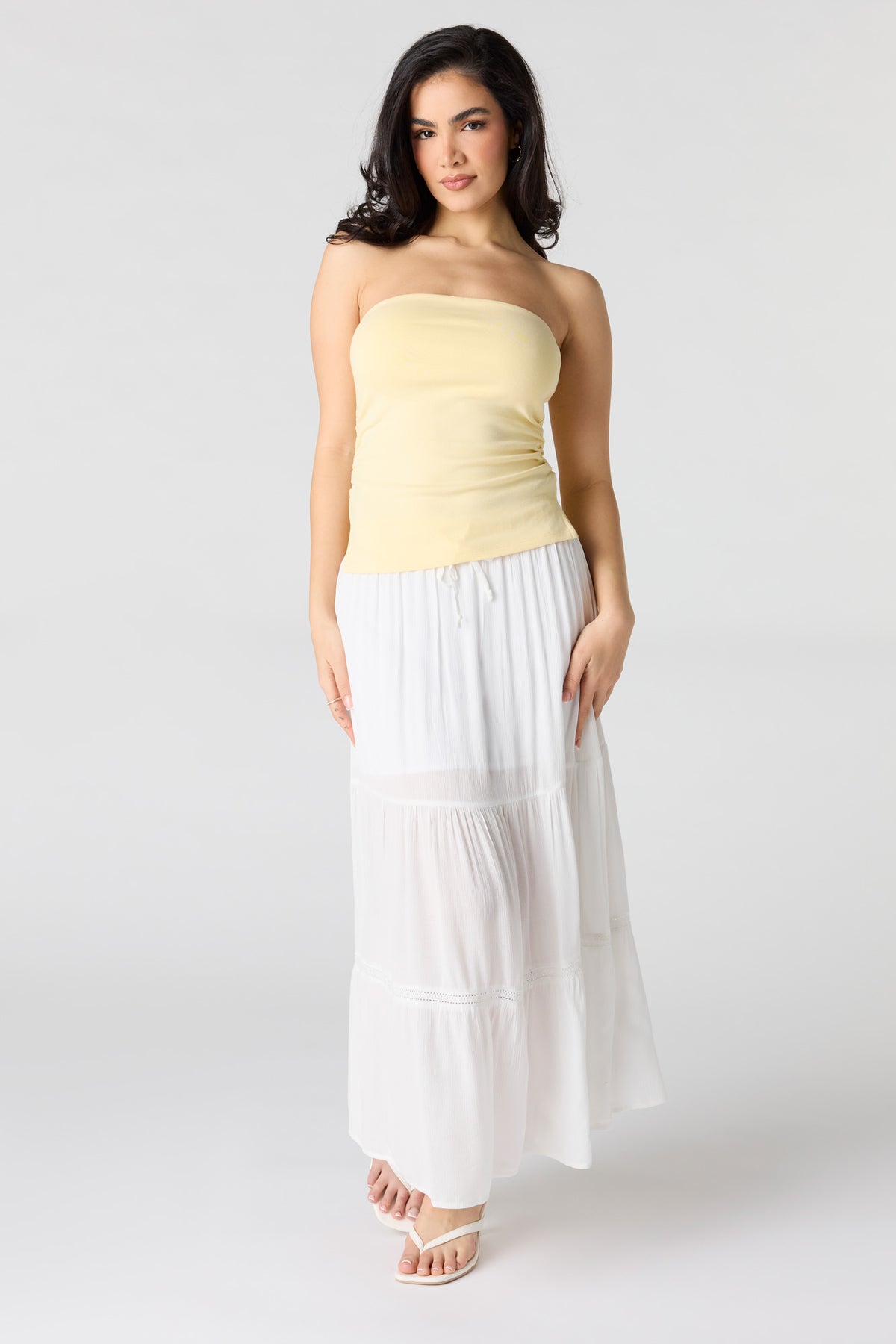 Alt View 3. Side Cinched Tube Top - Yellow