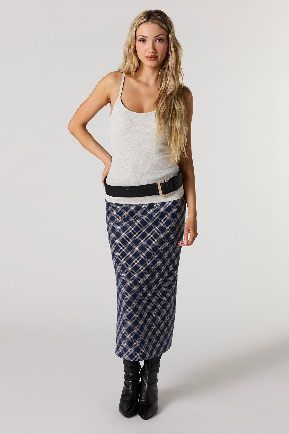 Alt View 3. Braless Ribbed Scoop Neck Tank - Oatmeal