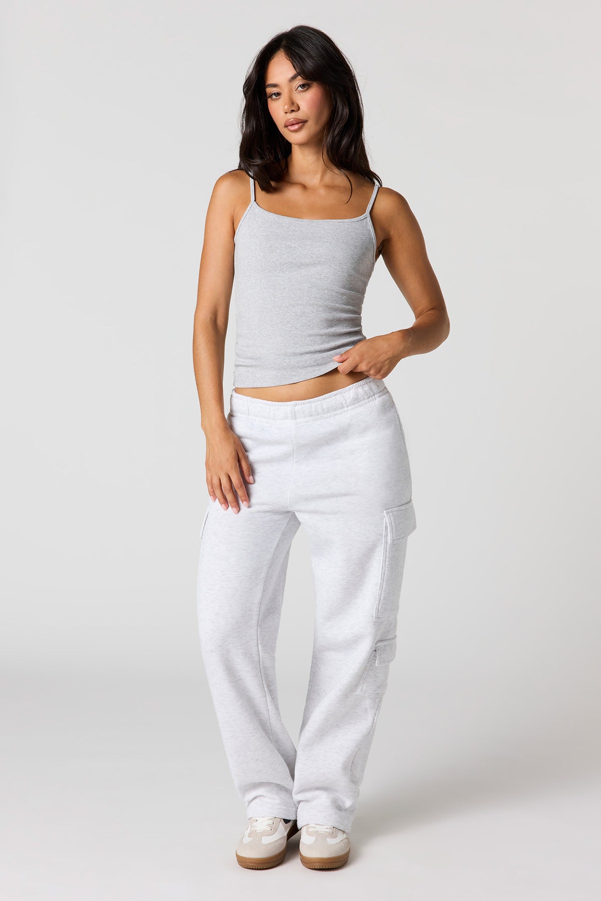 Alt View 3. Ribbed Scoop Neck Cami - Heather Grey