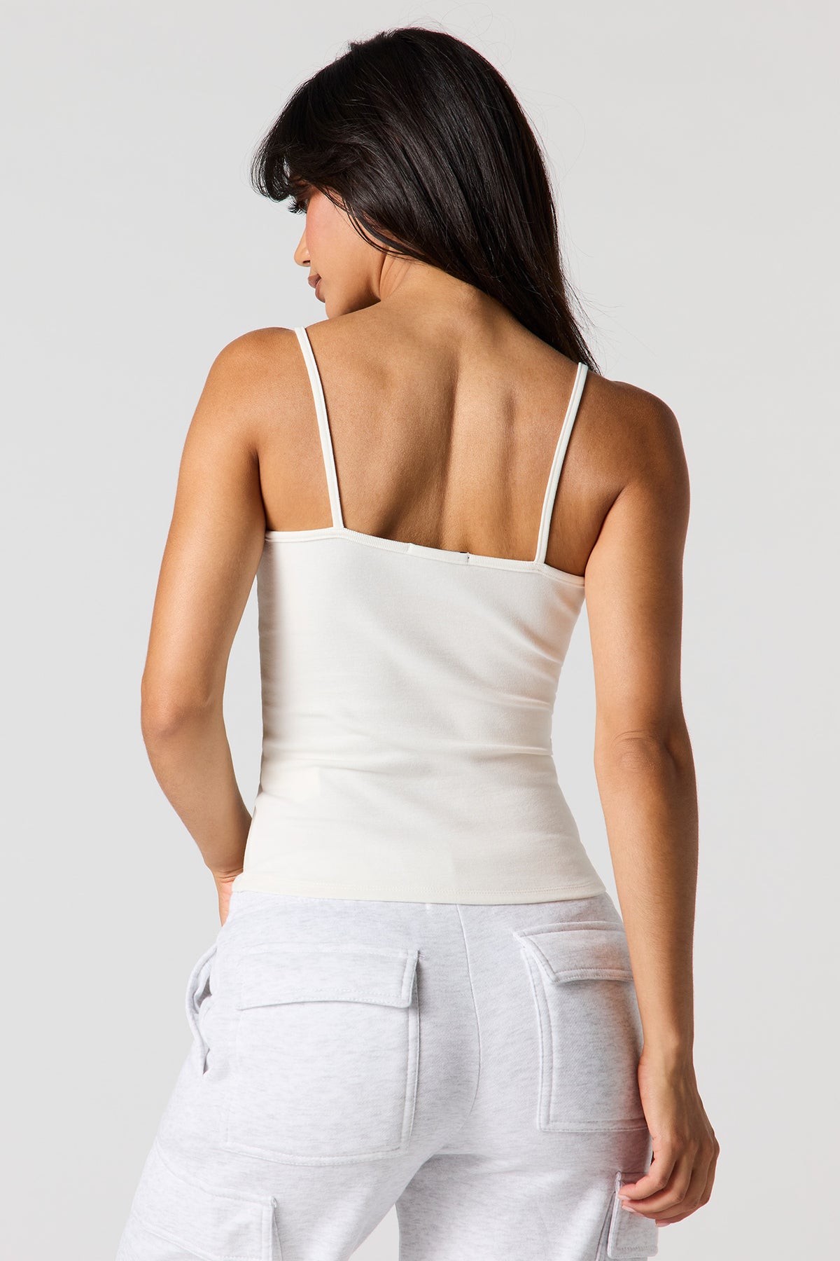 Alt View 2. Ribbed Scoop Neck Cami - White