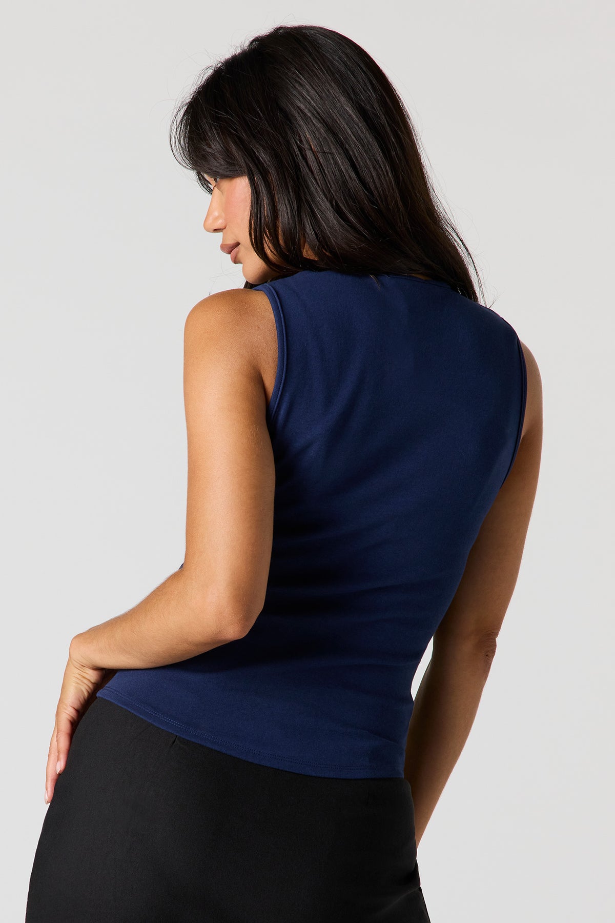 Alt View 2. Ribbed Tank - Navy