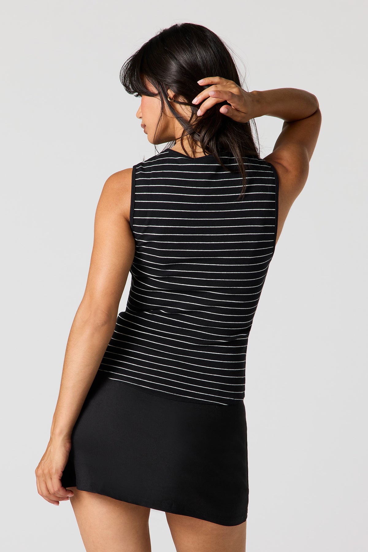 Alt View 2. Ribbed Tank - Black with White
