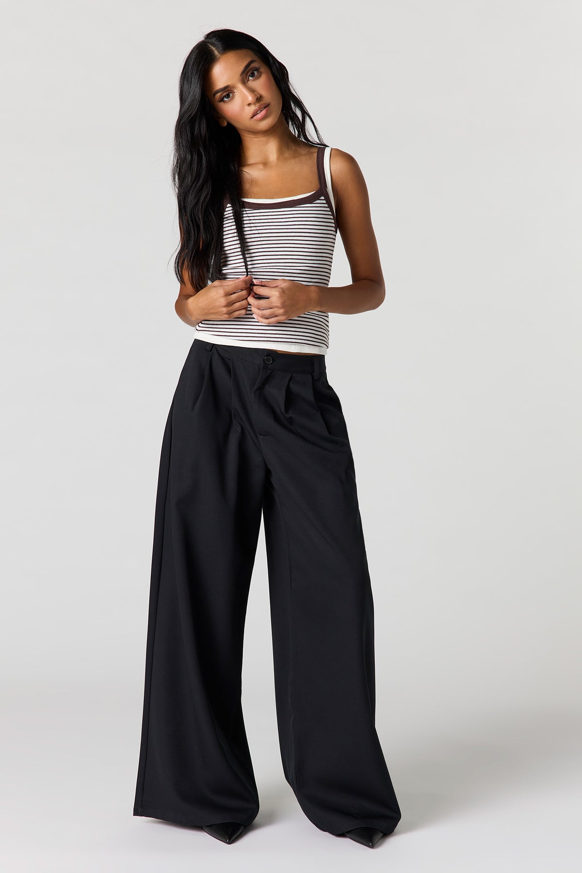 Alt View 3. Ribbed Scoop Neck Tank - Brown