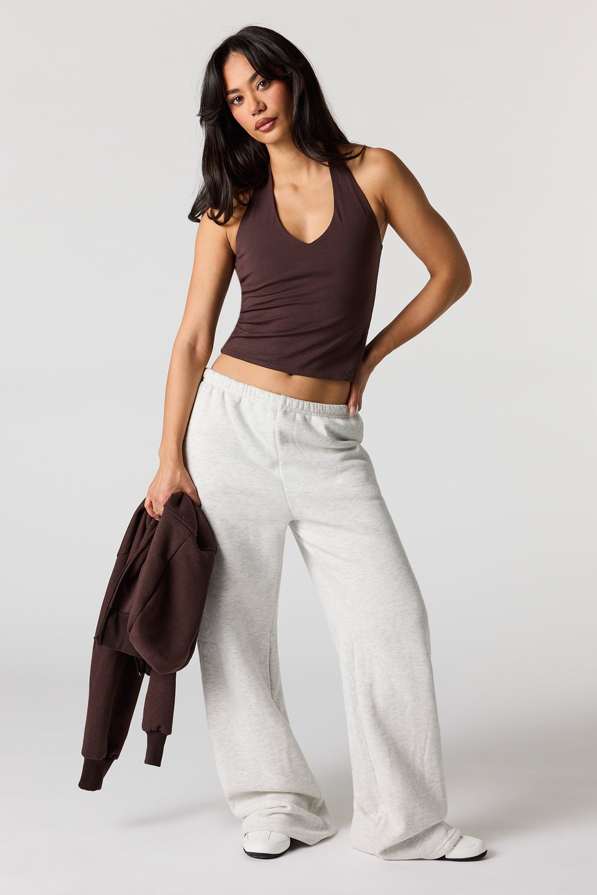Alt View 3. Classic Halter Top - Dark Brown