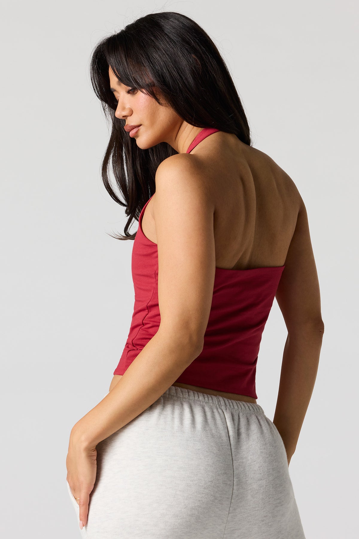 Alt View 2. Classic Halter Top - Red