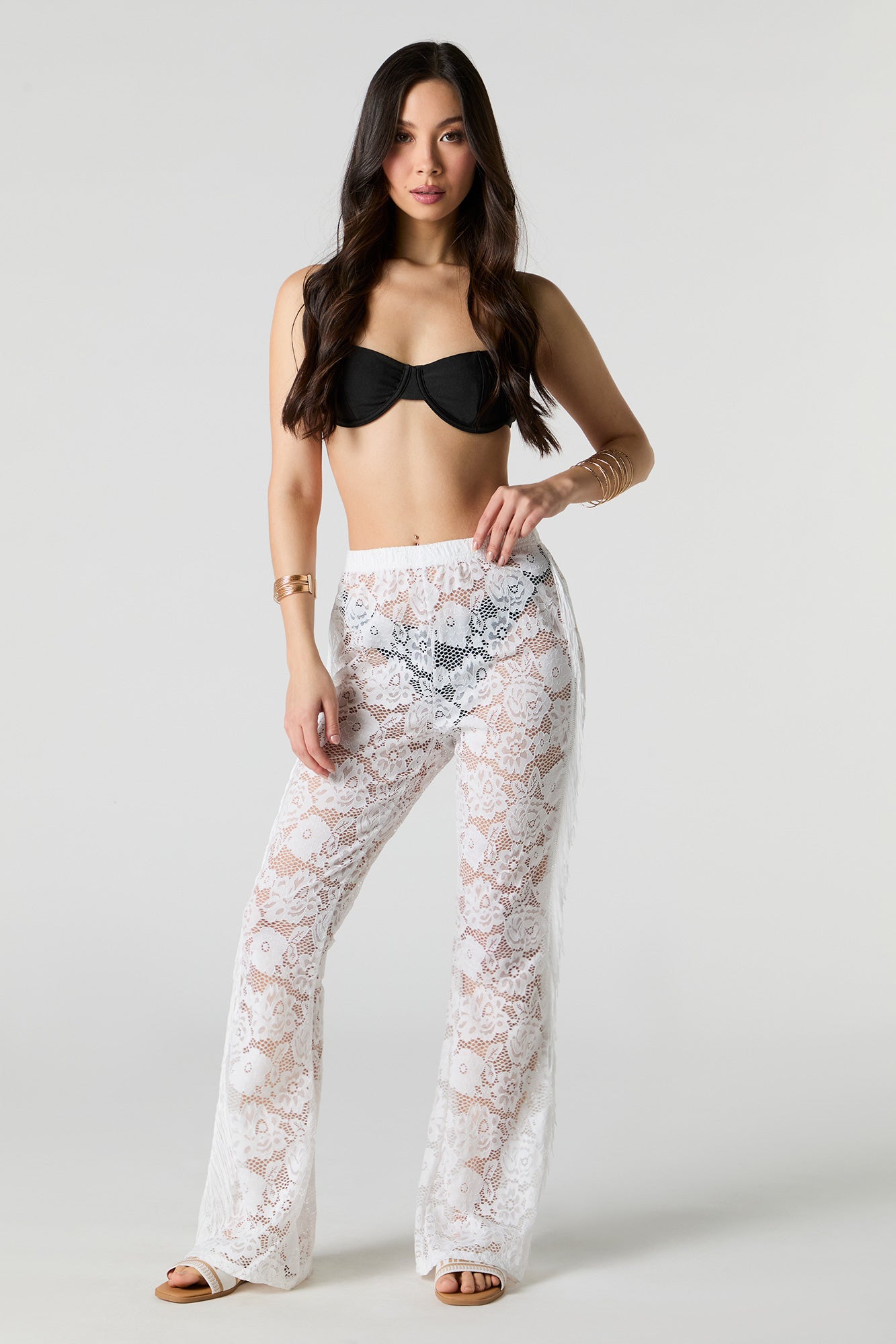 アバンチュウム Open lace up lace flare pants Open lace up lace flare pants – AVENCHUMU （アバンチュウム）