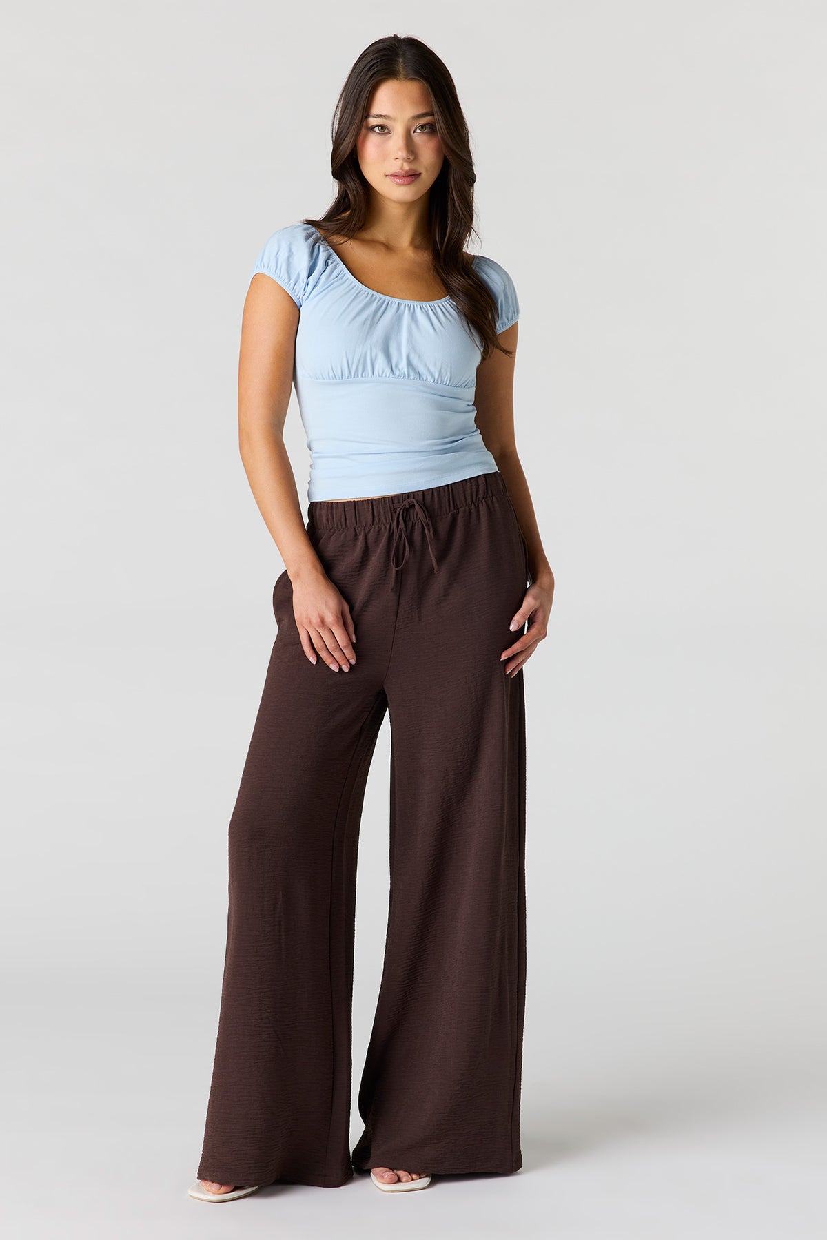 Alt View 3. Scoop Neck Short Sleeve Top - Light Blue
