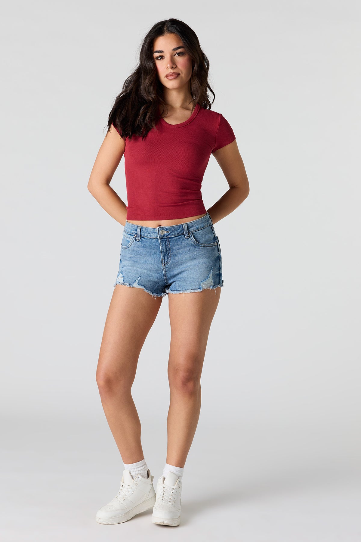 Alt View 3. Ribbed T-Shirt - Red
