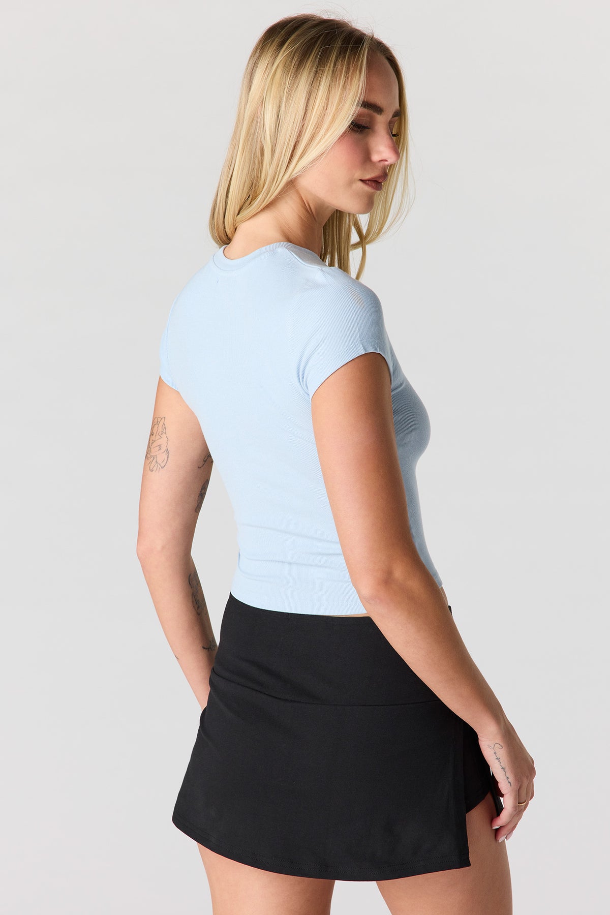 Alt View 2. Ribbed Baby T-Shirt - Light Blue
