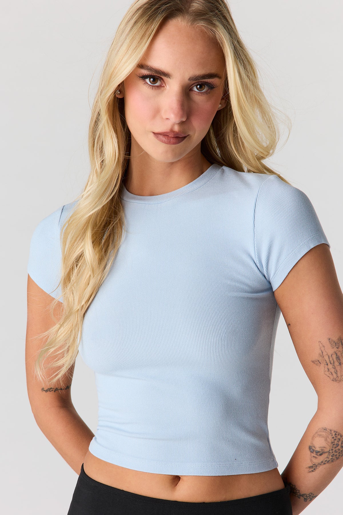 Ribbed Baby T-Shirt - Light Blue
