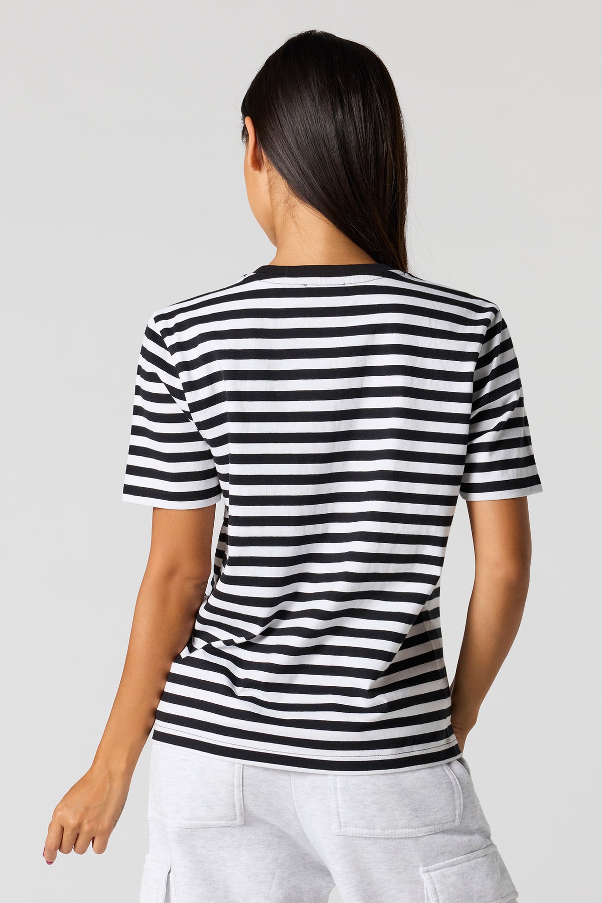 Alt View 2. Relaxed Crewneck T-Shirt - Black with White