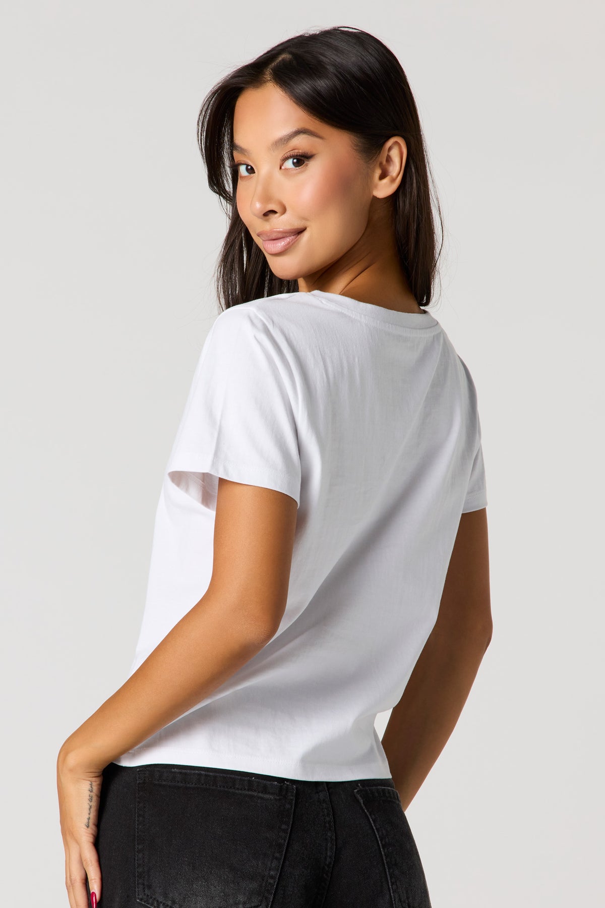 Alt View 2. Relaxed V-Neck T-Shirt - White