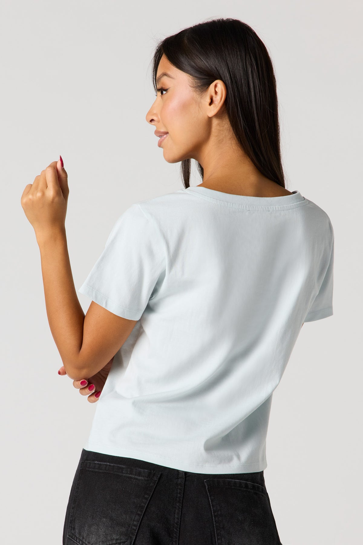 Alt View 2. Relaxed V-Neck T-Shirt - Baby Blue