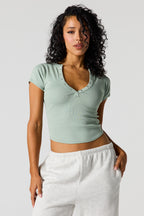 Ribbed Henley Baby Tee