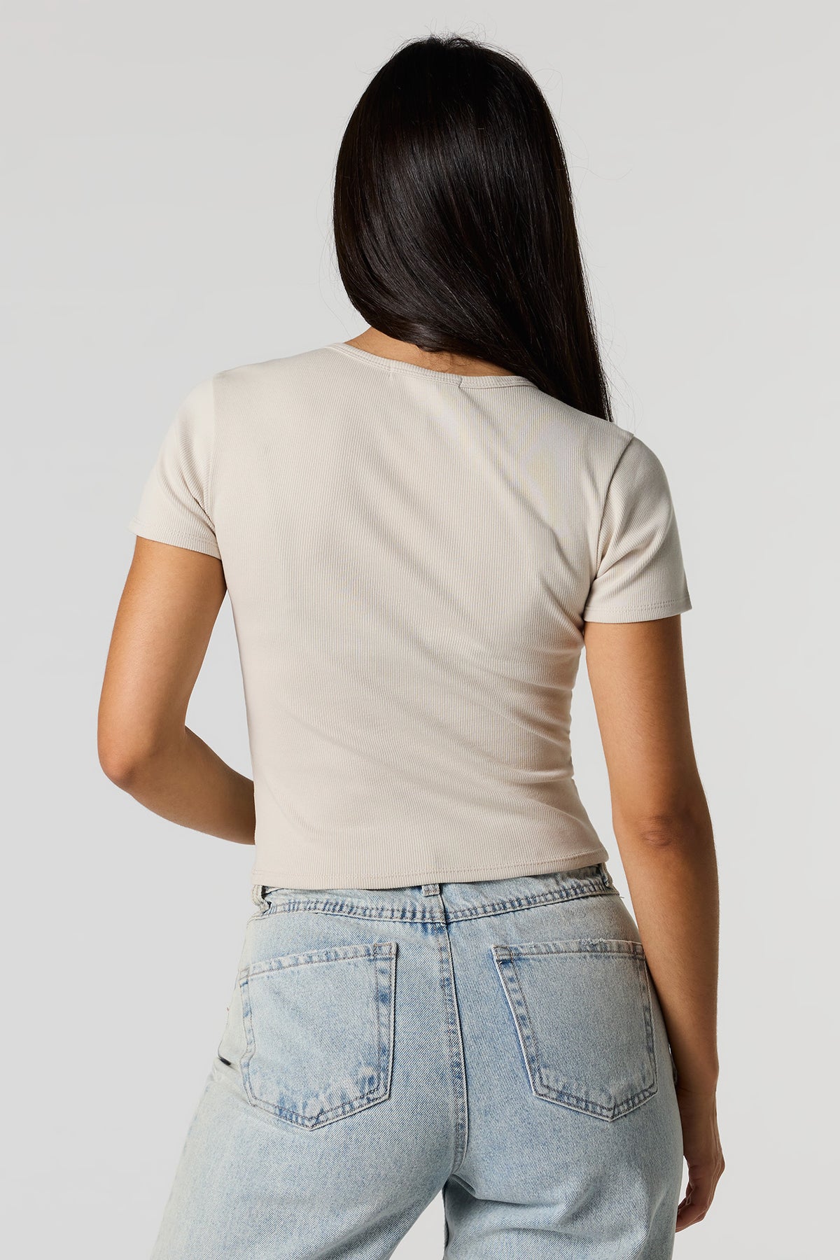 Vue alternative 2. T-shirt ultracourt côtelé