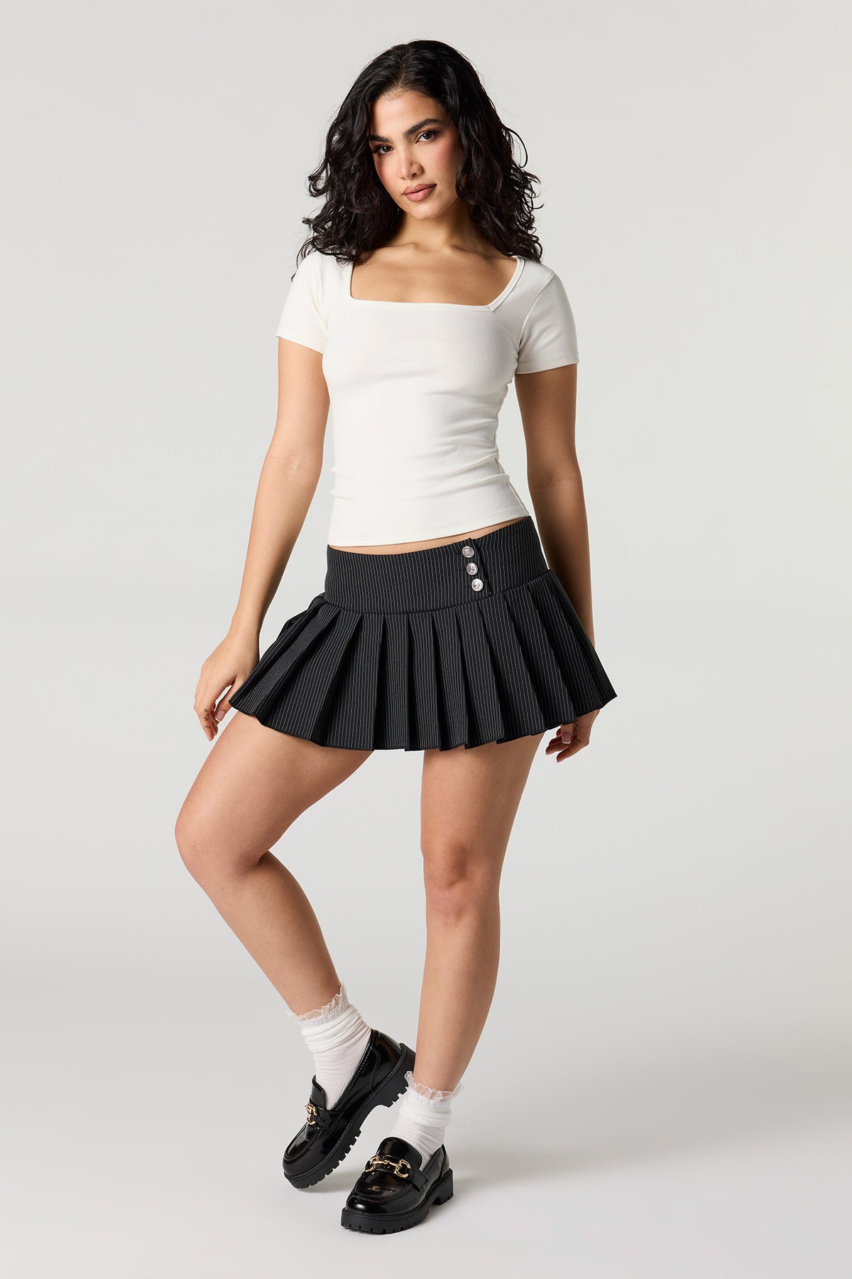 Alt View 3. Square Neck Short Sleeve Top - Ivory