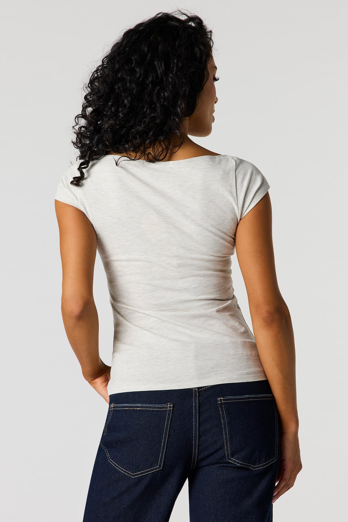 Alt View 2. Boat Neck T-Shirt - Heather Grey