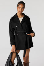 Faux Suede Midi Trench Coat