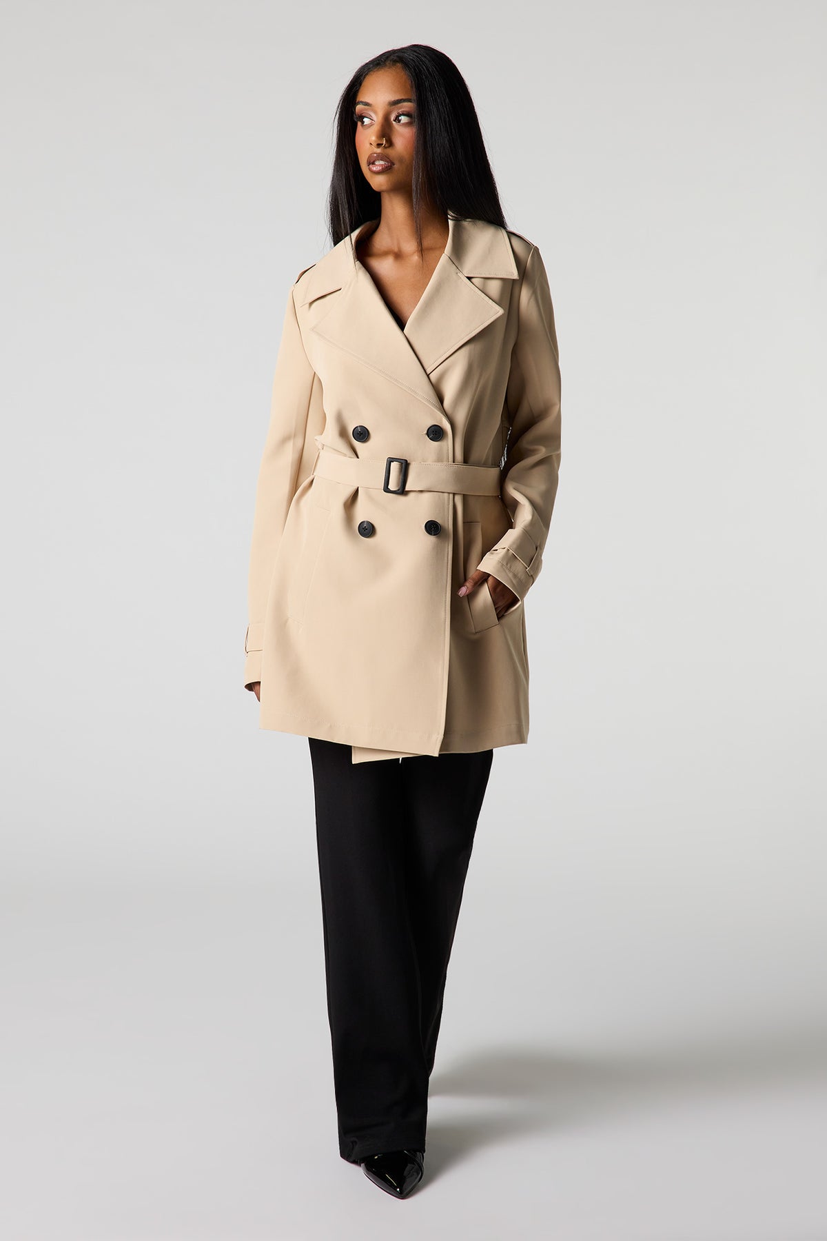 Alt View 3. Belted Trench Coat - Sand