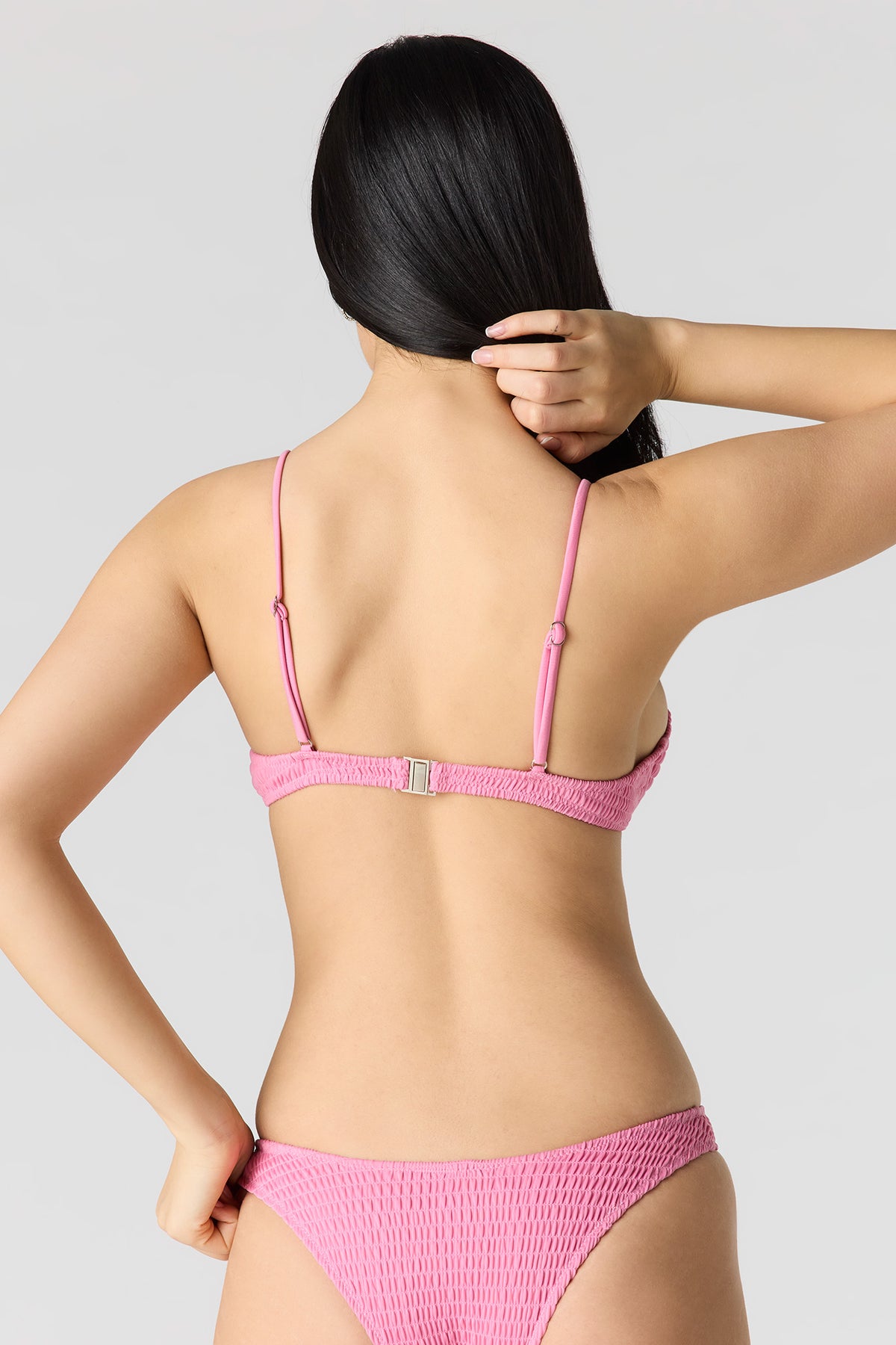 Alt View 3. Crinkle Push Up Bra Swim Top - Pink