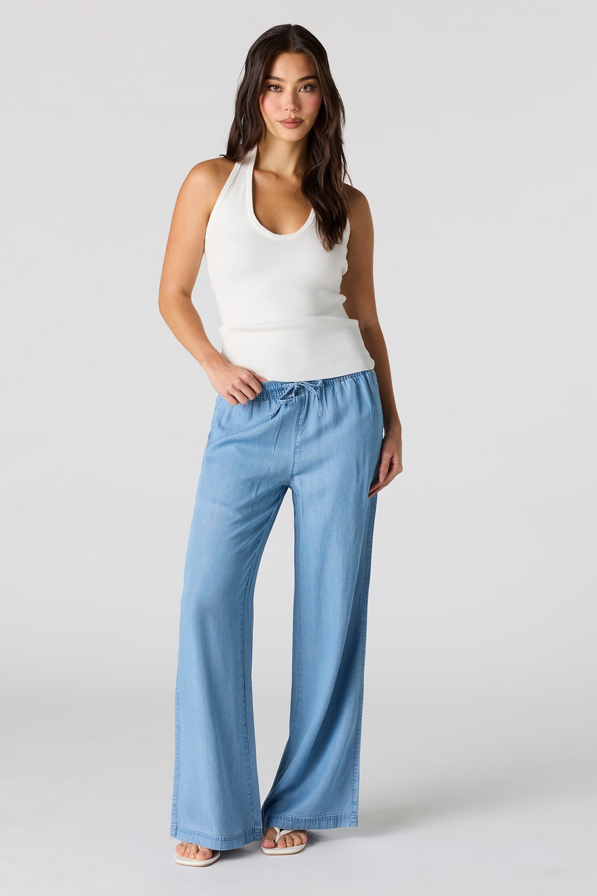 Alt View 3. Ribbed Halter Top - White