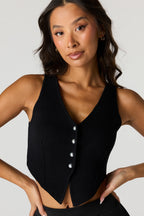 V-Neck Button Front Knit Vest