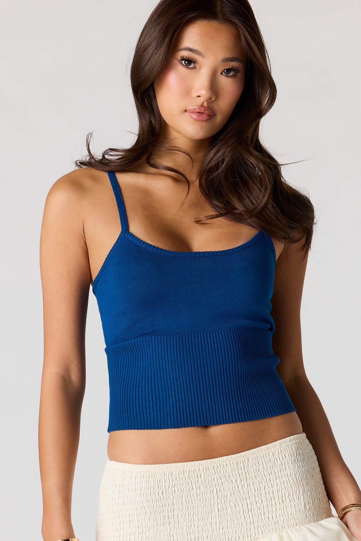 Camisole en tricot côtelé et encolure ronde