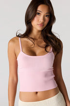 Camisole en tricot côtelé et encolure ronde