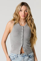 Ribbed Button-Up Tank